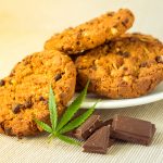 Delicious homemade Chocolate chip Cookies with CBD cannabis and