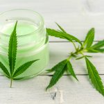 CBD Cannabis Hemp topical cream balm with cannabis leafs